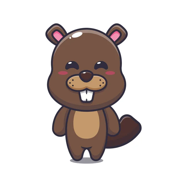 Cute Beaver Cartoon Vector Ilustração — Vetor de Stock