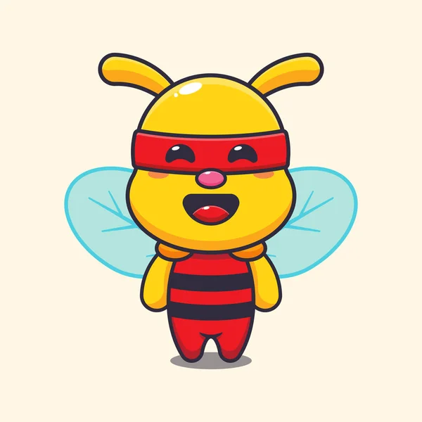 Cute Super Bee Cartoon Vector Illustration — Stock Vector