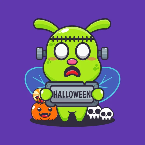 Zombie Abeille Tenant Halloween Salutation Pierre — Image vectorielle