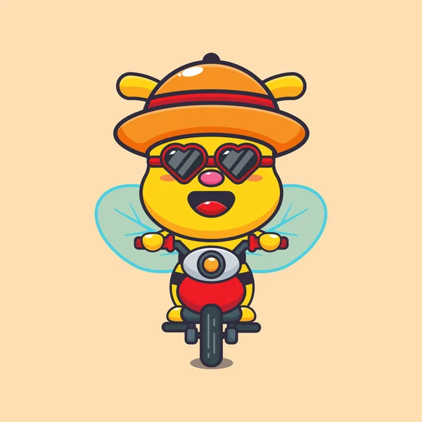 Cool Bee Sunglasses Riding Motorcycle Summer Day — Stock Vector