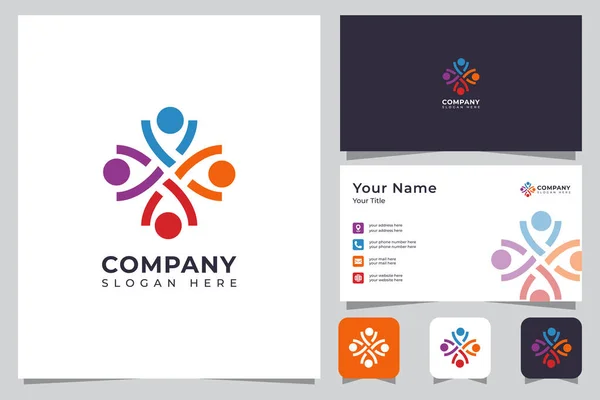 Projeto Logotipo Equipe Comunitária Com Cartão Visita Logotipo Profissional Adequado — Vetor de Stock