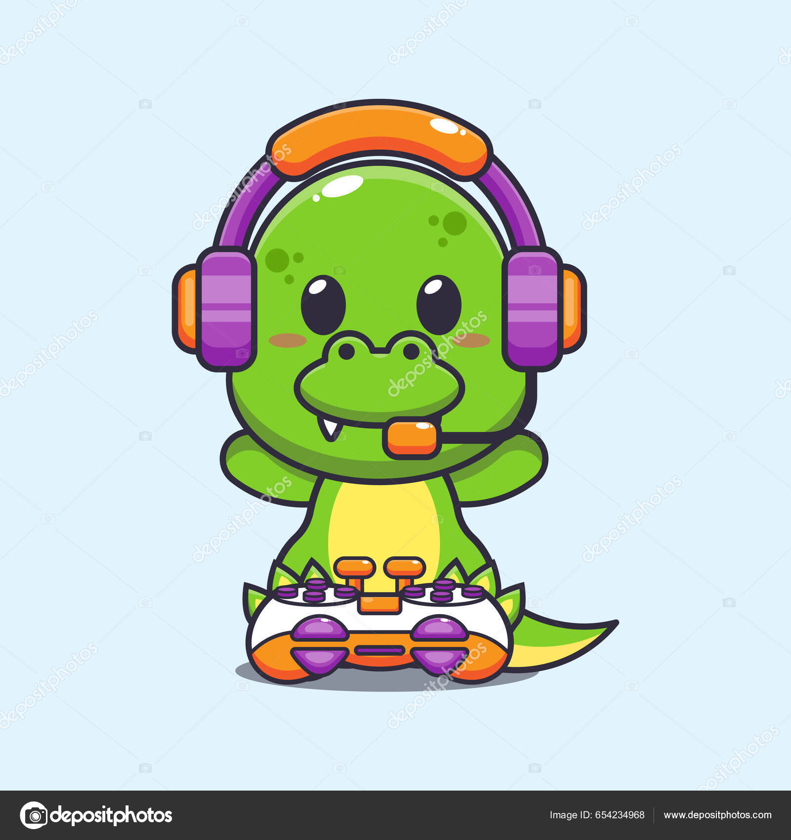 Dinosaur gamer which play game Royalty Free Vector Image