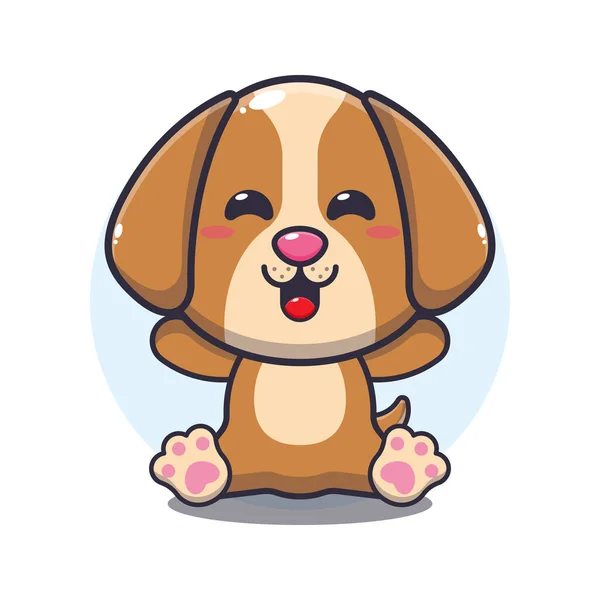 Netter Hund Sitzt Cartoon Vektor Illustration — Stockvektor