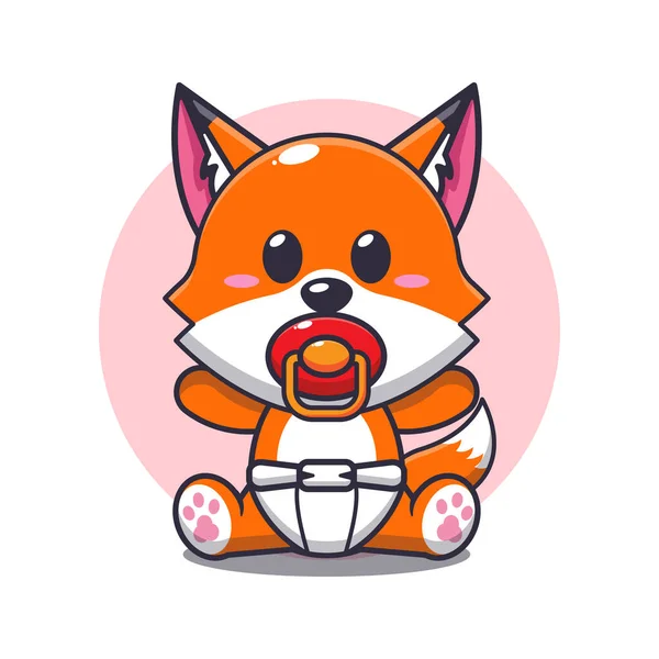 可爱的狐狸宝宝卡通人物图解 — 图库矢量图片