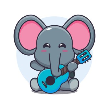 Gitar karikatürü çizen sevimli bir fil.. 