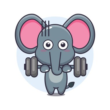 Halter kaldıran sevimli fil vektör çizimi. 