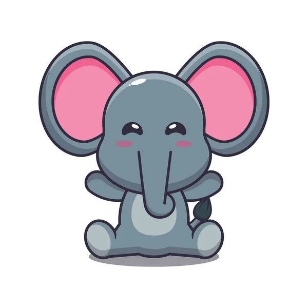 Lindo Elefante Sentado Ilustración Vector Dibujos Animados — Archivo Imágenes Vectoriales
