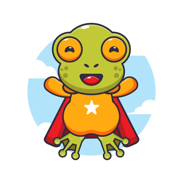 Cute Super Frog Cartoon Vector Illustration — Stock Vector