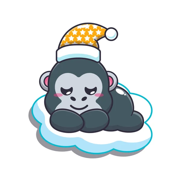 Cute Sleeping Gorilla Cartoon Vector Illustration — Stock Vector