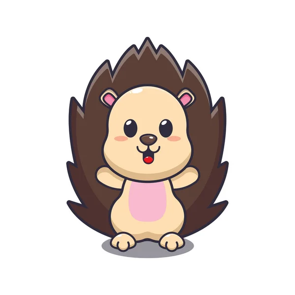 Bonito Hedgehog Cartoon Vector Ilustração — Vetor de Stock