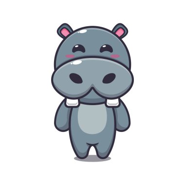 Tatlı su aygırı çizgi film vektör çizimi. 