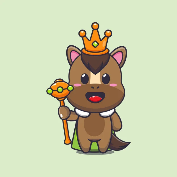 Şirin kral at çizgi film vektör çizimi. 