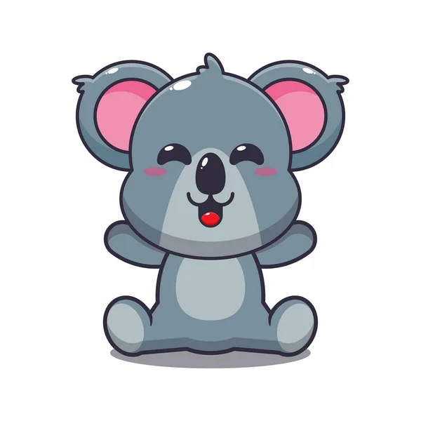 Bonito Koala Sentado Desenho Animado Ilustração Vetorial — Vetor de Stock