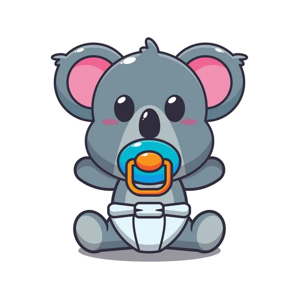 Cute Baby Koala Cartoon Wektor Ilustracji — Wektor stockowy
