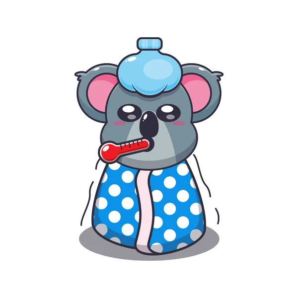 Cute Koala Sick Cartoon Vector Illustration — Stock Vector
