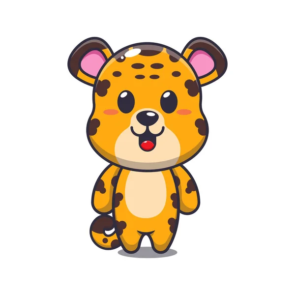 Cute Leopard Cartoon Vector Illustration — Stock Vector