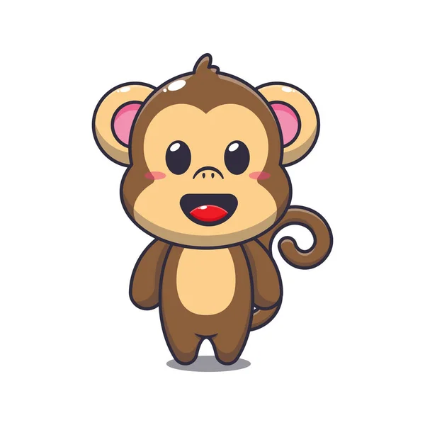 Cute Monkey Cartoon Vector Illustration — Stock Vector