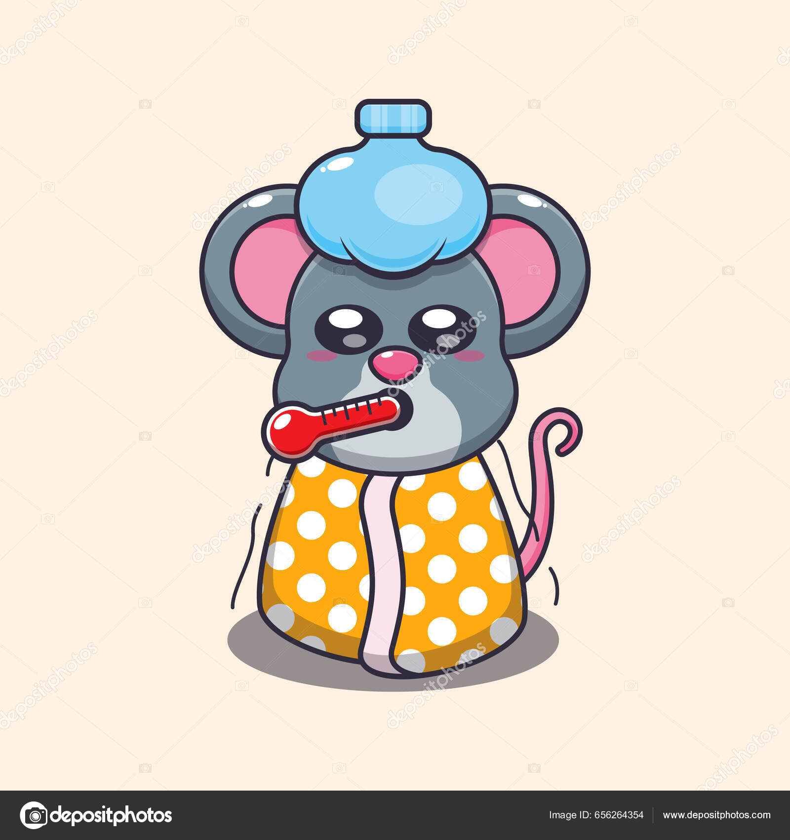 Lindo Ratón Está Enfermo Ilustración Vector Dibujos Animados Vector de  stock #656264354 de ©Artprodite, image size:1600x1700