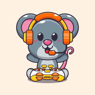 Şirin fare oyunu çizgi film vektör çizimi. 