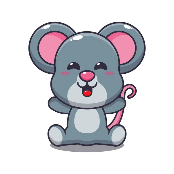 可爱的鼠标坐着卡通矢量插图 — 图库矢量图片