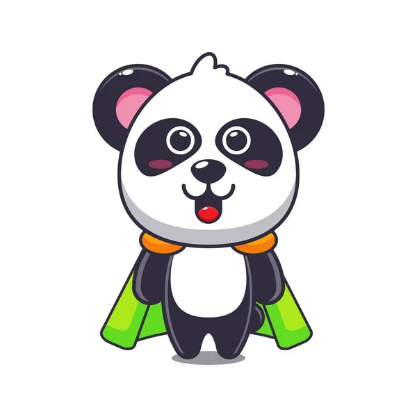 Söt Super Panda Tecknad Vektor Illustration — Stock vektor