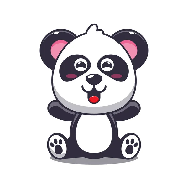 Söt Panda Sittande Tecknad Vektor Illustration — Stock vektor