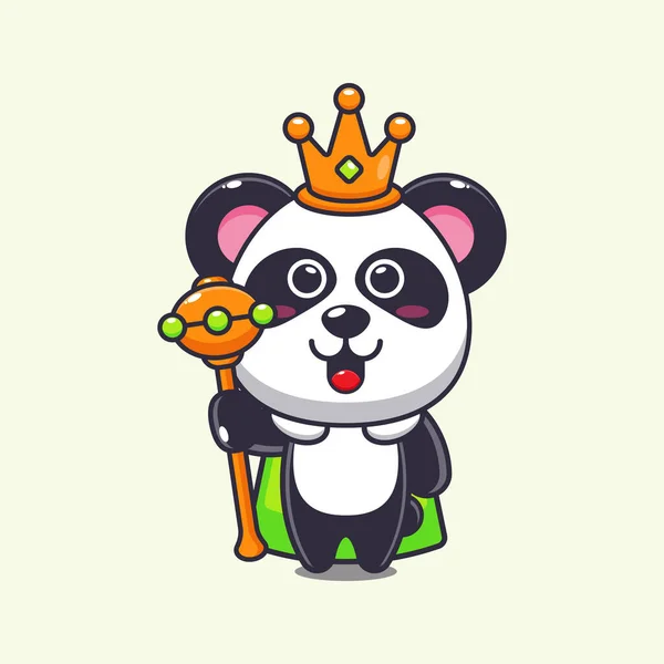 Bonito Rei Panda Cartoon Vetor Ilustração — Vetor de Stock