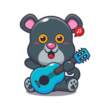 Gitar karikatürü çizen sevimli panter.. 
