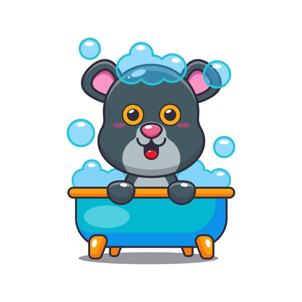 浴缸卡通图片中可爱的豹子泡澡 — 图库矢量图片