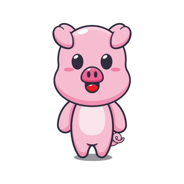 可爱的猪漫画矢量插图 — 图库矢量图片