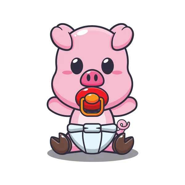 Bonito Bebê Porco Desenho Animado Vetor Ilustração — Vetor de Stock
