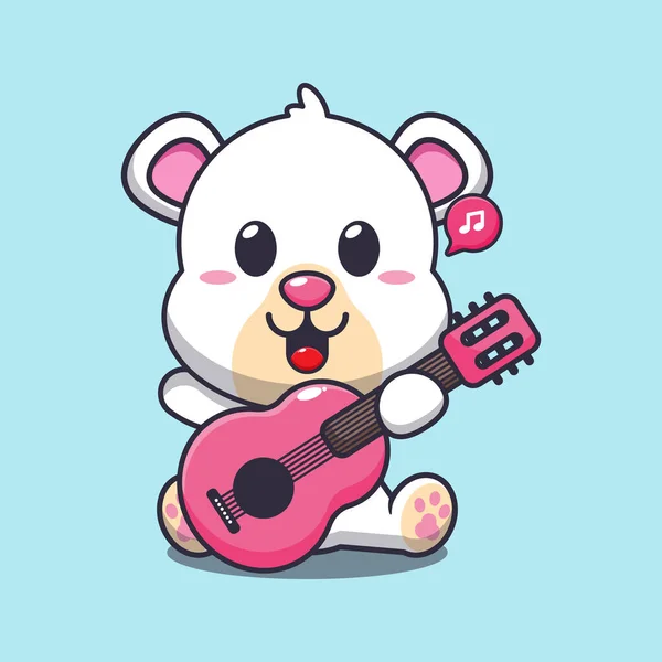 北极熊弹吉他卡通矢量插图 — 图库矢量图片