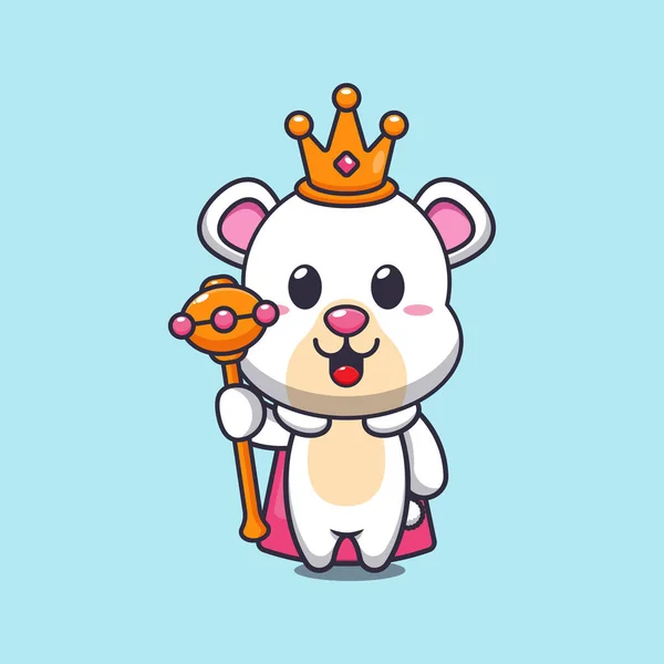 Král Lední Medvěd Kreslený Vektor Ilustrace — Stockový vektor