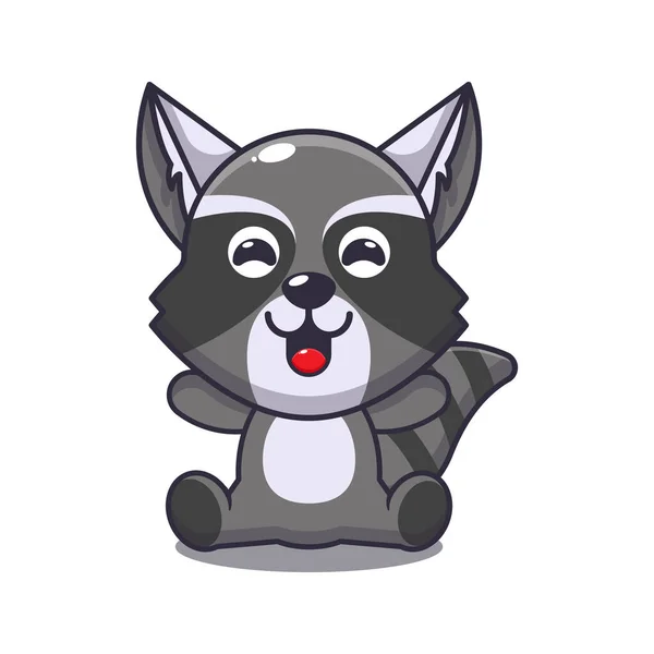 Raccoon Sitting Cartoon Vector Illustration — Stock Vector
