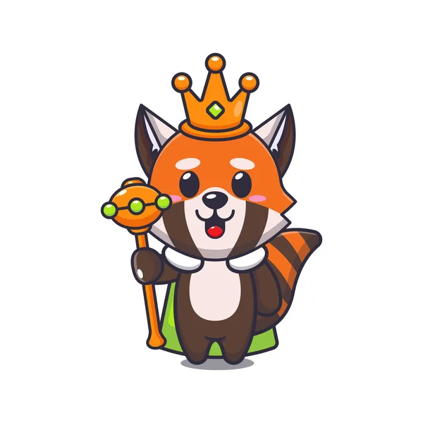 King Red Panda Cartoon Vector Illustration — Stock Vector