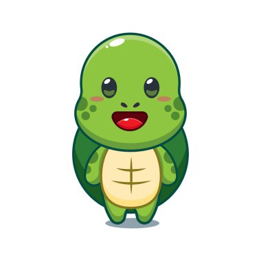 Şirin kaplumbağa karikatür vektör çizimi. 