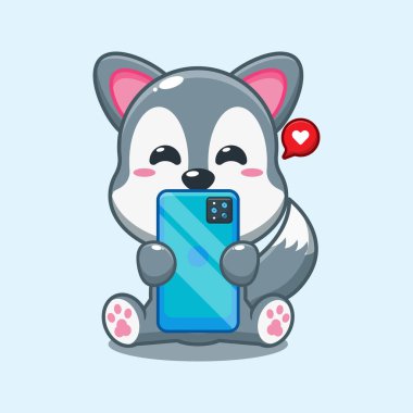 kurt telefon çizgi film vektör çizimi ile. 