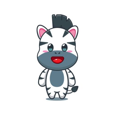 Şirin Zebra Çizgi Film Vektör İllüstrasyonu. 