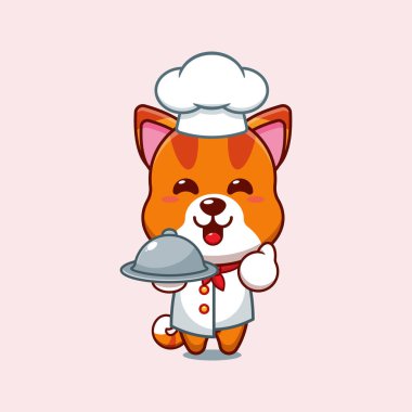 Şef kedi çizgi film vektörü.. 