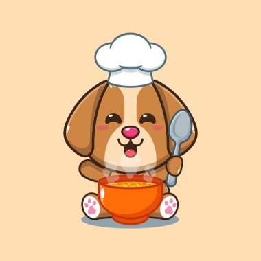 Şef köpek çizgi film vektörü çorbalı.. 