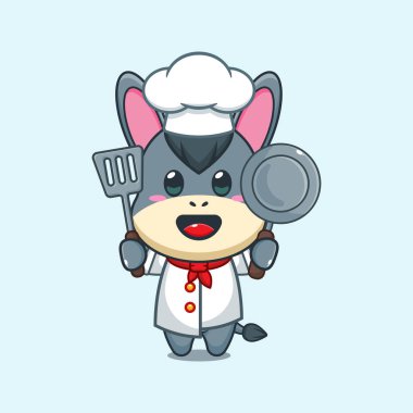 Şef eşek çizgi film vektör çizimi. 