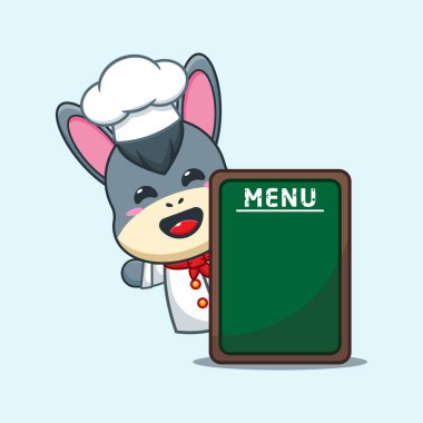 Şef eşek çizgi film vektörü ve menü tahtası. 