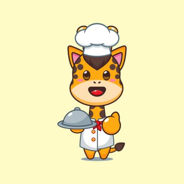 Şef zürafa karikatür vektörü. 