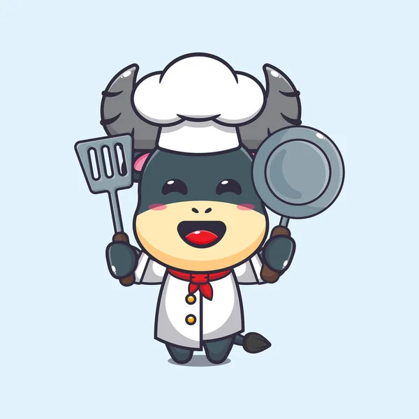 Illustration Vectorielle Dessin Animé Chef Buffle — Image vectorielle