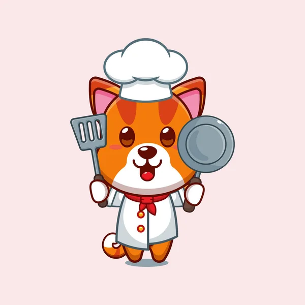 Chef Γάτα Εικονογράφηση Φορέα Κινουμένων Σχεδίων — Διανυσματικό Αρχείο