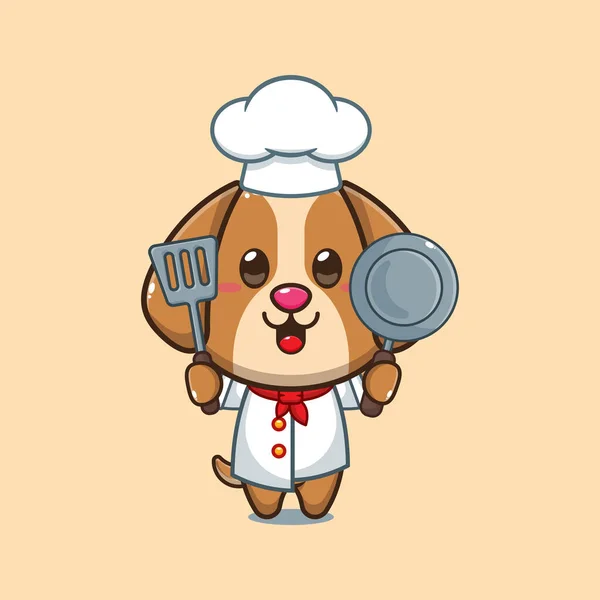 Chef Σκυλί Κινούμενα Σχέδια Διανυσματική Απεικόνιση — Διανυσματικό Αρχείο