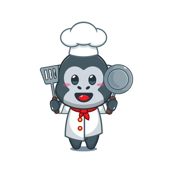 Chef Gorilla Fumetto Vettoriale Illustrazione — Vettoriale Stock