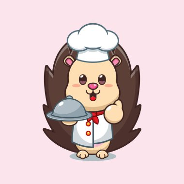 Şef kirpi karikatür vektörü. 