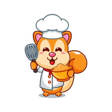 Pasta hamurlu sincap çizgi film vektörü.. 