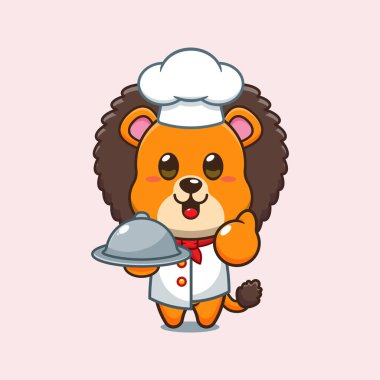 Şef aslan karikatür vektörü.. 